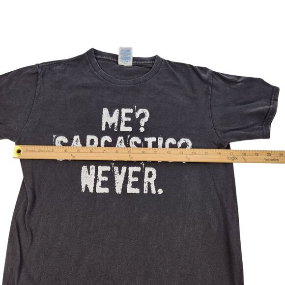 Sarcastic Never Shirt Womens Small Black White Graphic Funny Grunge Punk Casual - Picture 8 of 10